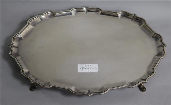 A 1960s silver shaped oval salver, C.J. Vander Ltd, London, 1962, 40.7cm.